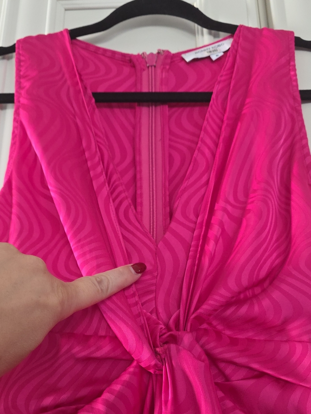 RONNY KOBO X RTR | $380 Satin Knotted Detail Midi Dress - Picture 12 of 13